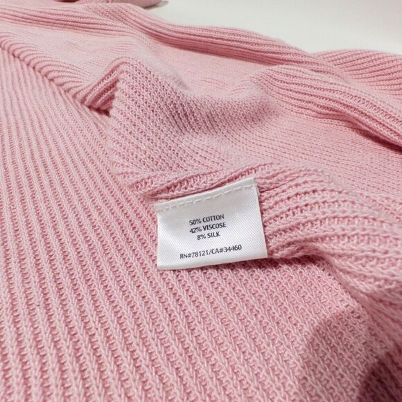 Eileen Fisher Cardigan Women M Pink Cotton Silk Italian Yarn Open Front Sweater - Picture 6 of 10